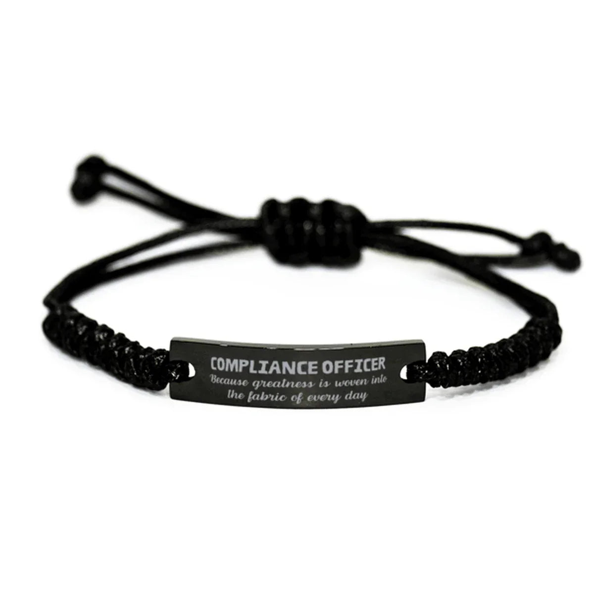 Sarcastic Compliance Officer Black Rope Bracelet Gifts, Christmas Holiday Gifts for Compliance Officer Birthday, Compliance Officer: Because greatness is woven