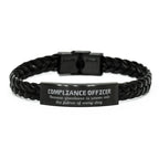 Sarcastic Compliance Officer Braided Leather Bracelet Gifts, Christmas Holiday Gifts for Compliance Officer Birthday, Compliance Officer: Because greatness is woven