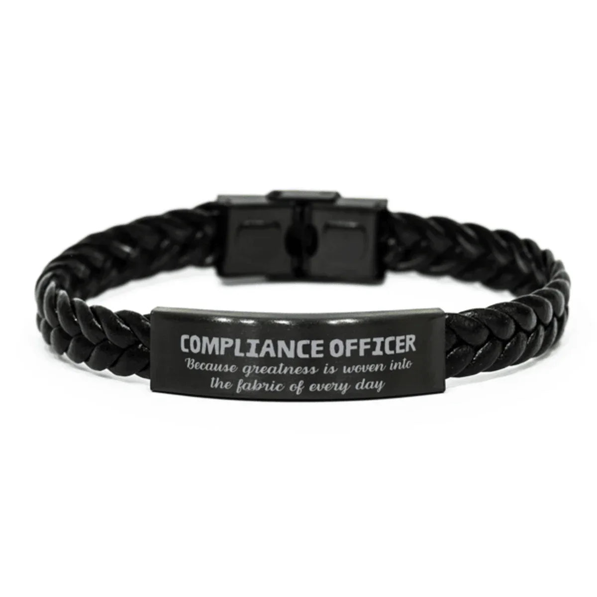 Sarcastic Compliance Officer Braided Leather Bracelet Gifts, Christmas Holiday Gifts for Compliance Officer Birthday, Compliance Officer: Because greatness is woven