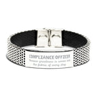 Sarcastic Compliance Officer Stainless Steel Bracelet Gifts, Christmas Holiday Gifts for Compliance Officer Birthday, Compliance Officer: Because greatness is woven