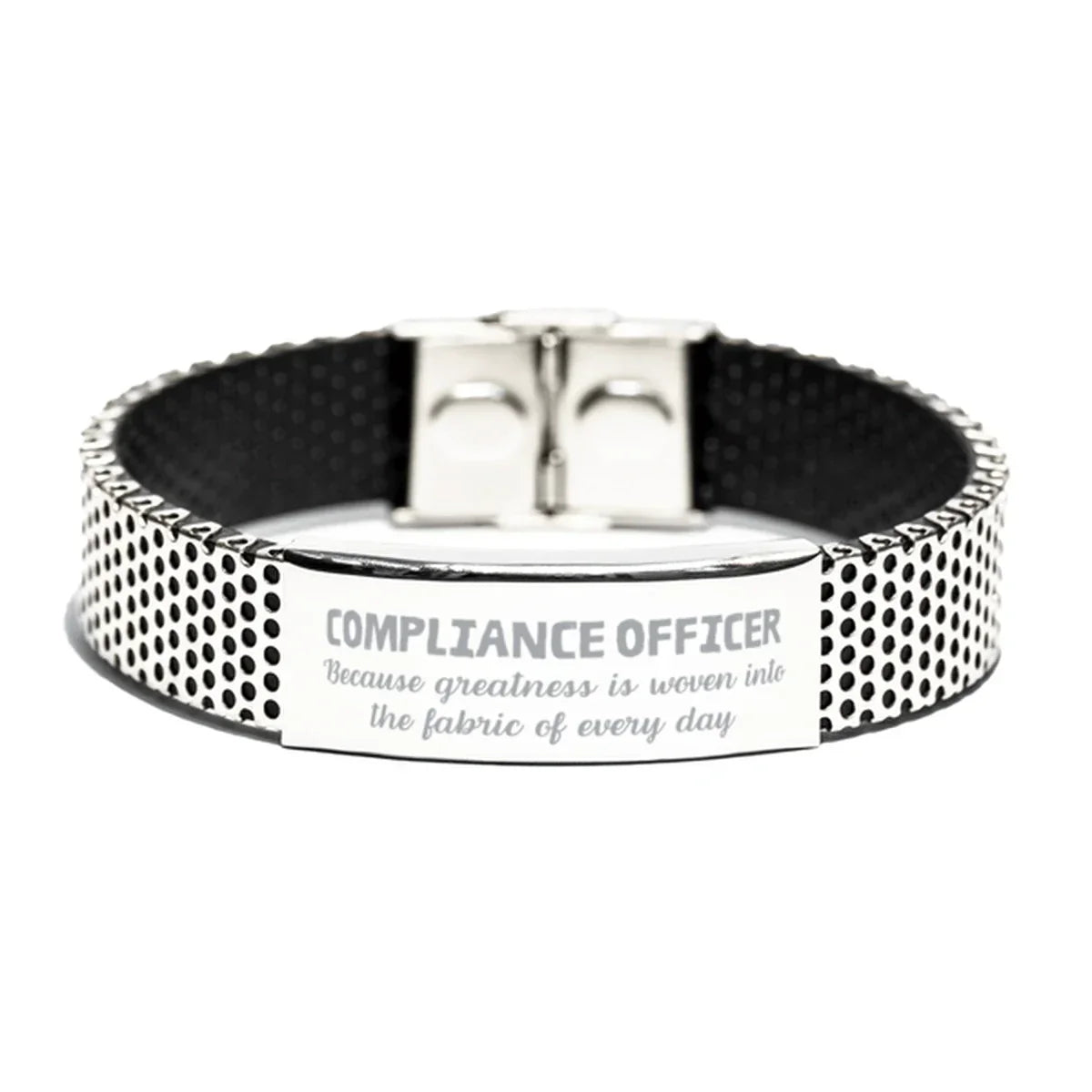 Sarcastic Compliance Officer Stainless Steel Bracelet Gifts, Christmas Holiday Gifts for Compliance Officer Birthday, Compliance Officer: Because greatness is woven