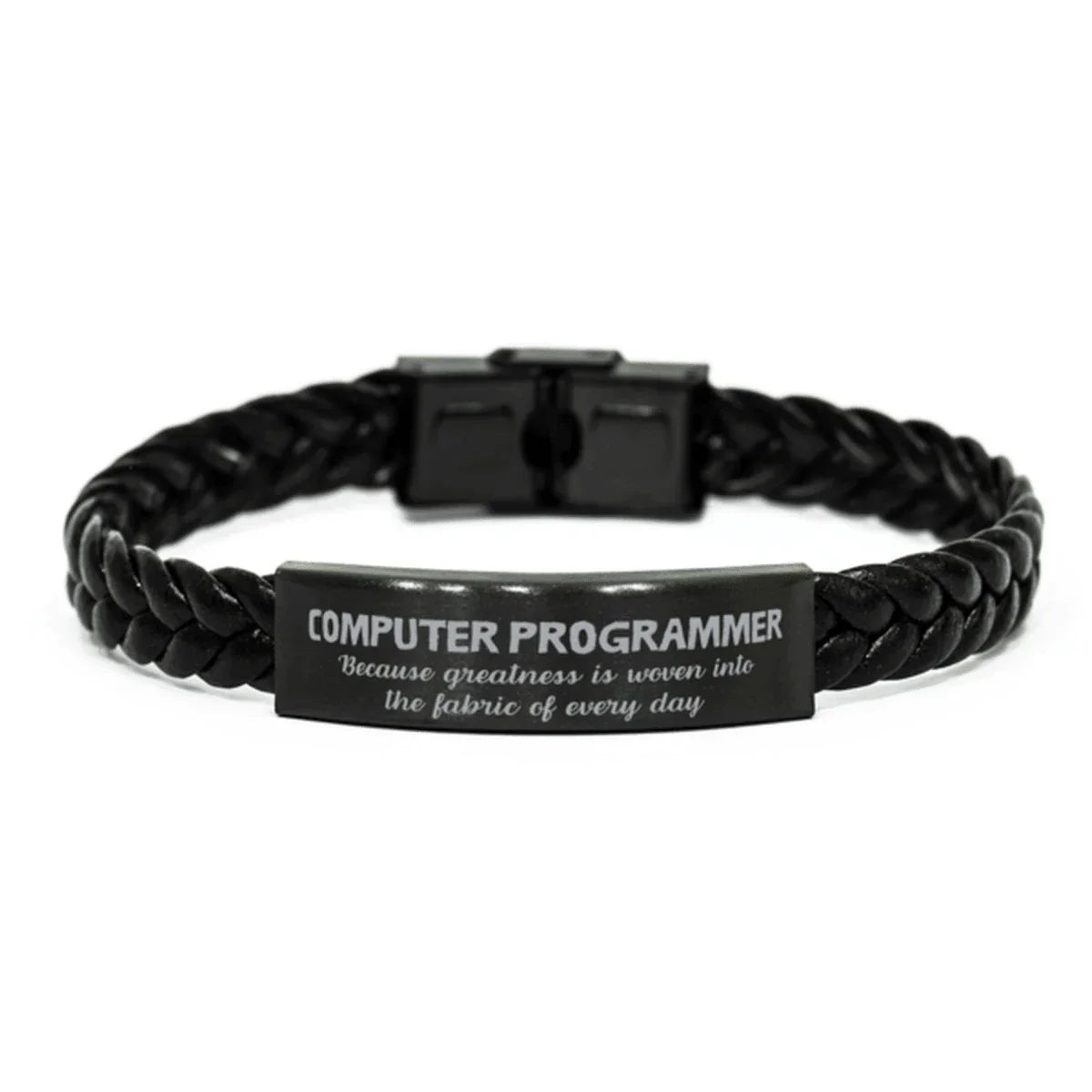 Sarcastic Computer Programmer Braided Leather Bracelet Gifts, Christmas Holiday Gifts for Computer Programmer Birthday, Computer Programmer: Because greatness is woven
