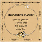 Sarcastic Computer Programmer Sunflower Bracelet Gifts, Christmas Holiday Gifts for Computer Programmer Birthday Message Card, Computer Programmer: Because greatness is woven into the fabric