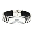 Sarcastic Cook Stainless Steel Bracelet Gifts, Christmas Holiday Gifts for Cook Birthday, Cook: Because greatness is woven