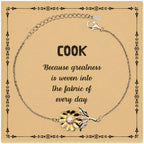 Sarcastic Cook Sunflower Bracelet Gifts, Christmas Holiday Gifts for Cook Birthday Message Card, Cook: Because greatness is woven into the fabric