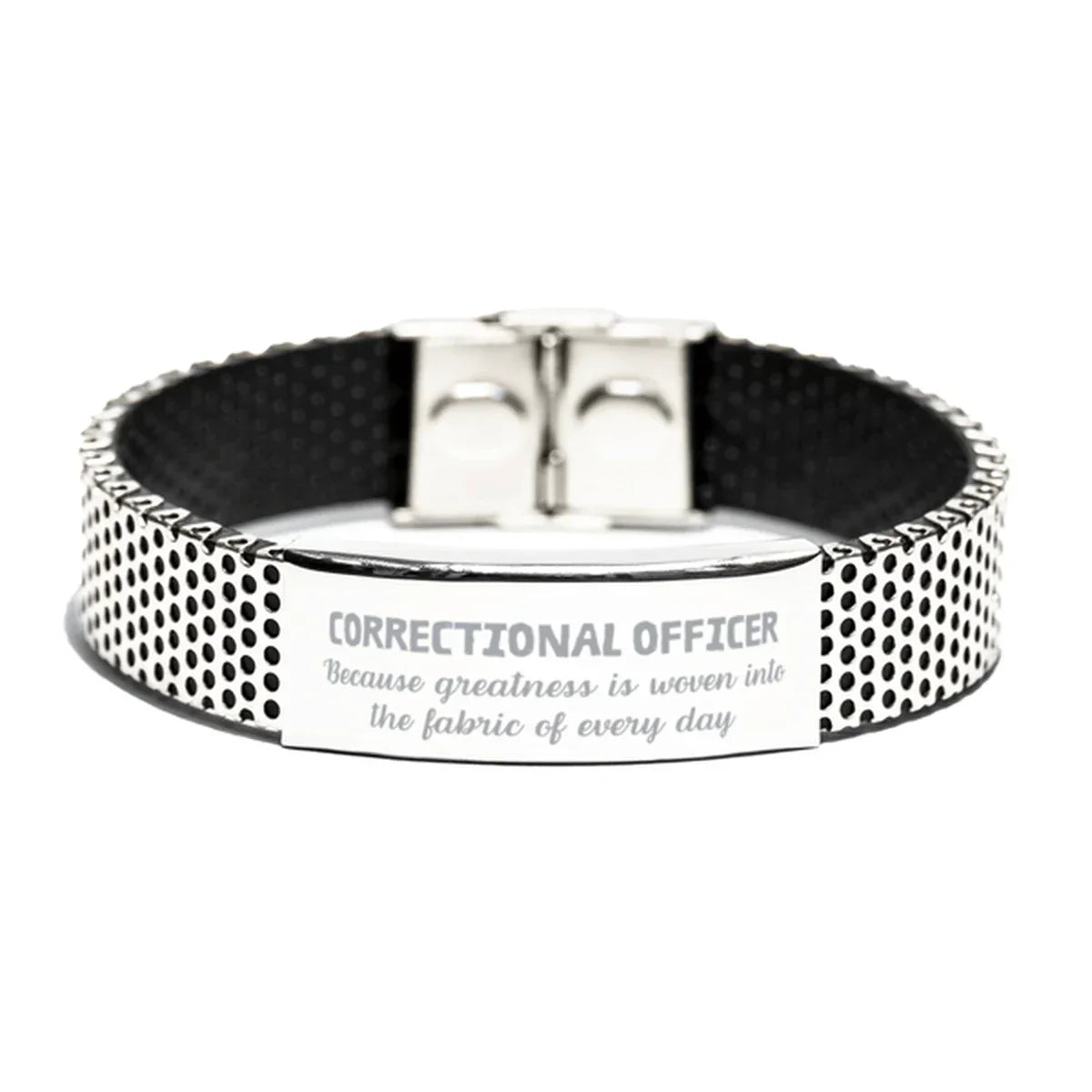 Sarcastic Correctional Officer Stainless Steel Bracelet Gifts, Christmas Holiday Gifts for Correctional Officer Birthday, Correctional Officer: Because greatness is woven