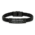 Sarcastic Court Reporter Braided Leather Bracelet Gifts, Christmas Holiday Gifts for Court Reporter Birthday, Court Reporter: Because greatness is woven