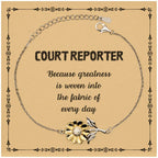 Sarcastic Court Reporter Sunflower Bracelet Gifts, Christmas Holiday Gifts for Court Reporter Birthday Message Card, Court Reporter: Because greatness is woven into the fabric