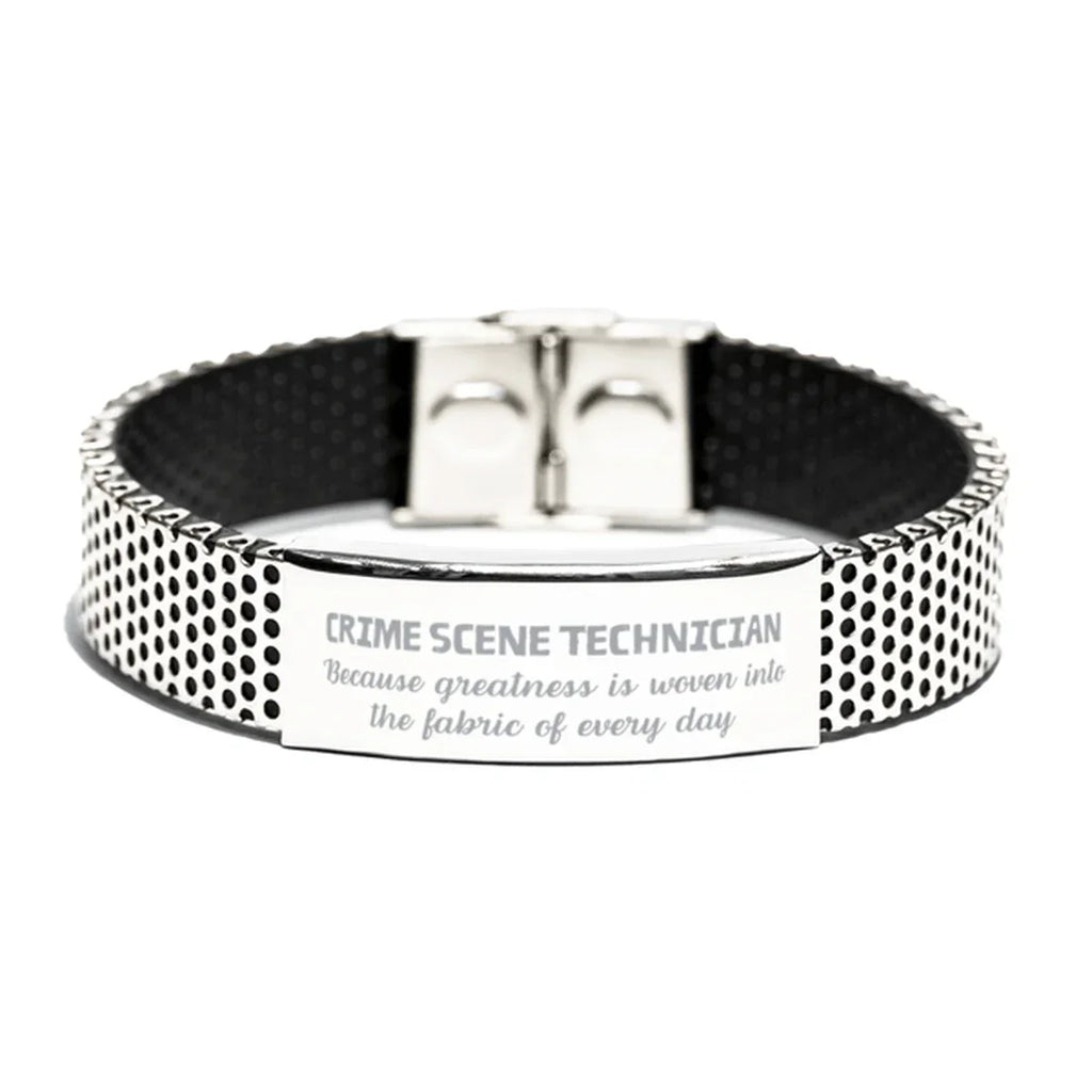 Sarcastic Crime Scene Technician Stainless Steel Bracelet Gifts, Christmas Holiday Gifts for Crime Scene Technician Birthday, Crime Scene Technician: Because greatness is woven