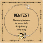 Sarcastic Dentist Sunflower Bracelet Gifts, Christmas Holiday Gifts for Dentist Birthday Message Card, Dentist: Because greatness is woven into the fabric