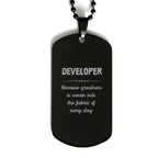 Sarcastic Developer Black Dog Tag Gifts, Christmas Holiday Gifts for Developer Birthday, Developer: Because greatness is woven