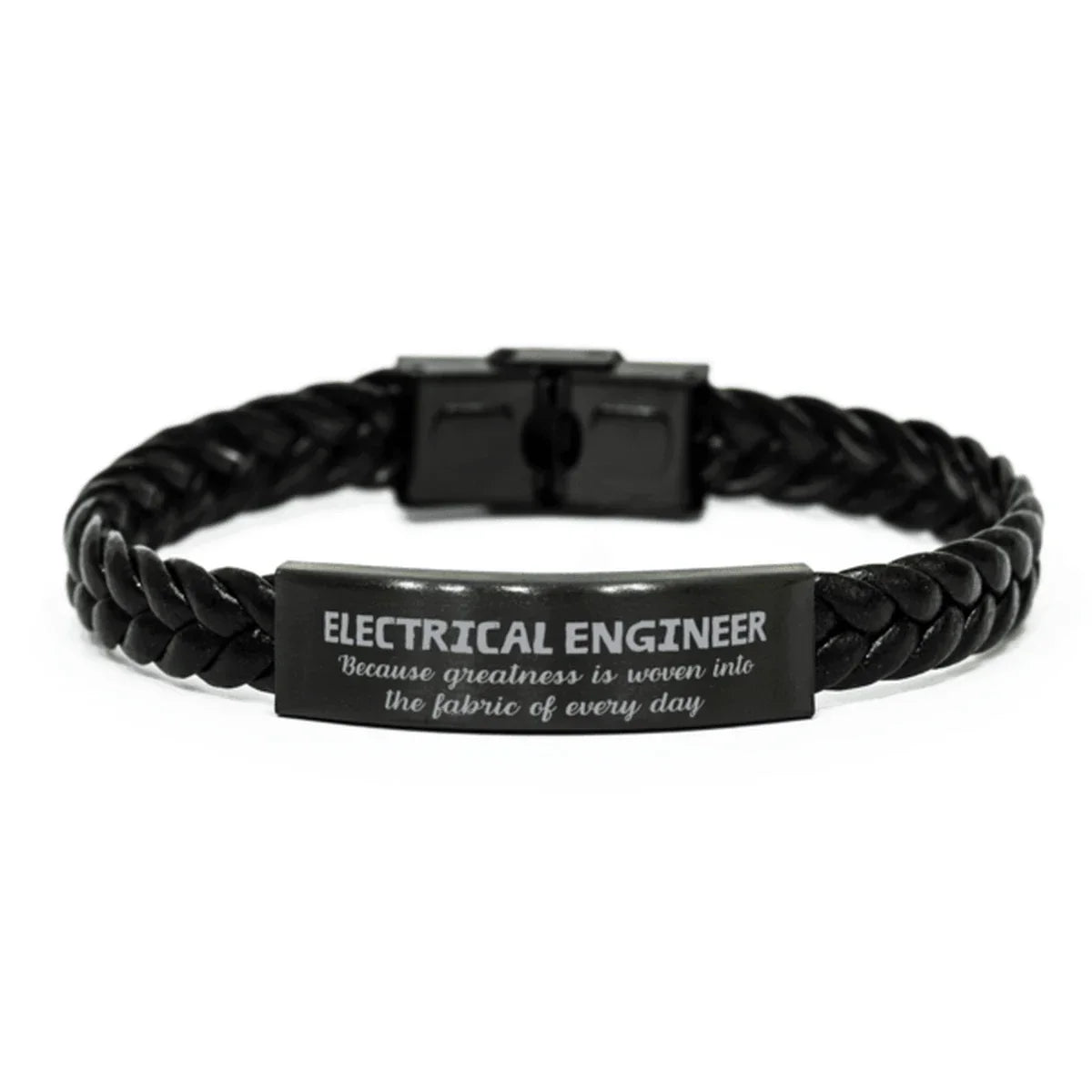 Sarcastic Electrical Engineer Braided Leather Bracelet Gifts, Christmas Holiday Gifts for Electrical Engineer Birthday, Electrical Engineer: Because greatness is woven