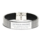 Sarcastic Electrical Engineer Stainless Steel Bracelet Gifts, Christmas Holiday Gifts for Electrical Engineer Birthday, Electrical Engineer: Because greatness is woven