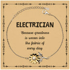 Sarcastic Electrician Sunflower Bracelet Gifts, Christmas Holiday Gifts for Electrician Birthday Message Card, Electrician: Because greatness is woven into the fabric