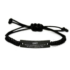 Sarcastic EMT Black Rope Bracelet Gifts, Christmas Holiday Gifts for EMT Birthday, EMT: Because greatness is woven