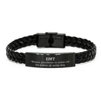 Sarcastic EMT Braided Leather Bracelet Gifts, Christmas Holiday Gifts for EMT Birthday, EMT: Because greatness is woven