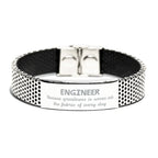 Sarcastic Engineer Stainless Steel Bracelet Gifts, Christmas Holiday Gifts for Engineer Birthday, Engineer: Because greatness is woven
