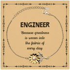 Sarcastic Engineer Sunflower Bracelet Gifts, Christmas Holiday Gifts for Engineer Birthday Message Card, Engineer: Because greatness is woven into the fabric