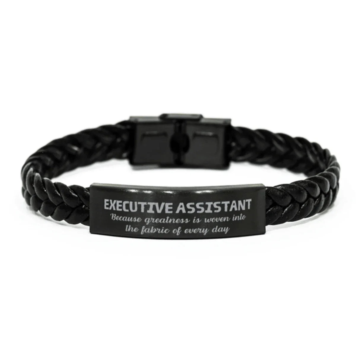 Sarcastic Executive Assistant Braided Leather Bracelet Gifts, Christmas Holiday Gifts for Executive Assistant Birthday, Executive Assistant: Because greatness is woven