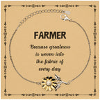 Sarcastic Farmer Sunflower Bracelet Gifts, Christmas Holiday Gifts for Farmer Birthday Message Card, Farmer: Because greatness is woven into the fabric