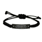 Sarcastic Firefighter Black Rope Bracelet Gifts, Christmas Holiday Gifts for Firefighter Birthday, Firefighter: Because greatness is woven
