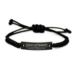 Sarcastic Flight Attendant Black Rope Bracelet Gifts, Christmas Holiday Gifts for Flight Attendant Birthday, Flight Attendant: Because greatness is woven
