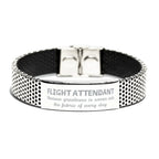 Sarcastic Flight Attendant Stainless Steel Bracelet Gifts, Christmas Holiday Gifts for Flight Attendant Birthday, Flight Attendant: Because greatness is woven