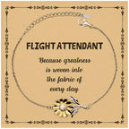 Sarcastic Flight Attendant Sunflower Bracelet Gifts, Christmas Holiday Gifts for Flight Attendant Birthday Message Card, Flight Attendant: Because greatness is woven into the fabric