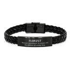 Sarcastic Florist Braided Leather Bracelet Gifts, Christmas Holiday Gifts for Florist Birthday, Florist: Because greatness is woven
