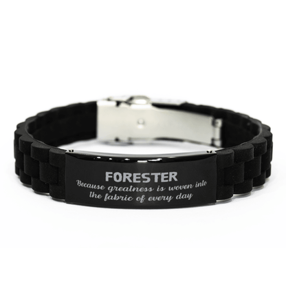 Sarcastic Forester Black Glidelock Clasp Bracelet Gifts, Christmas Holiday Gifts for Forester Birthday, Forester: Because greatness is woven into the fabric of every day, Coworkers, Friends - Mallard Moon Gift Shop