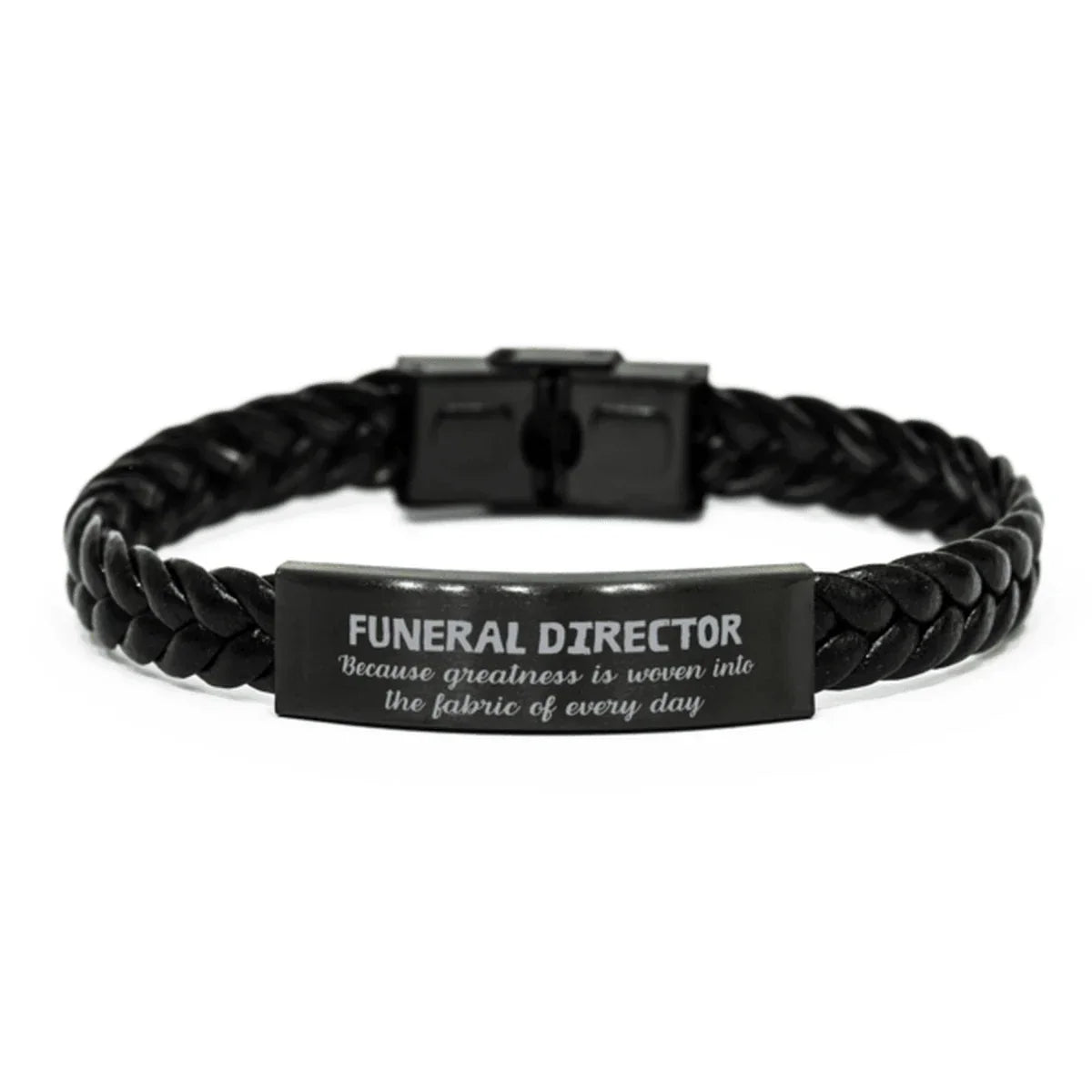 Sarcastic Funeral Director Braided Leather Bracelet Gifts, Christmas Holiday Gifts for Funeral Director Birthday, Funeral Director: Because greatness is woven