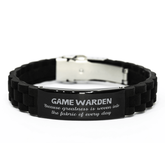 Sarcastic Game Warden Black Glidelock Clasp Bracelet Gifts, Christmas Holiday Gifts for Game Warden Birthday, Game Warden: Because greatness is woven into the fabric of every day, Coworkers, Friends - Mallard Moon Gift Shop