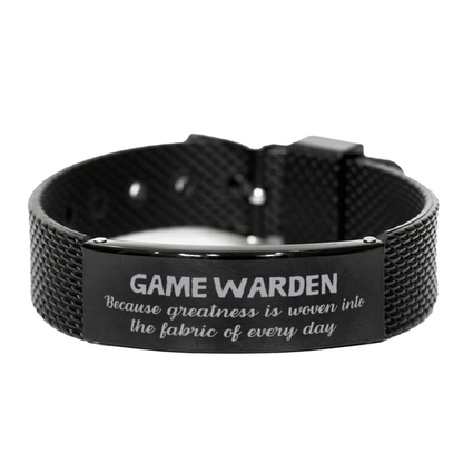 Sarcastic Game Warden Black Shark Mesh Bracelet Gifts, Christmas Holiday Gifts for Game Warden Birthday, Game Warden: Because greatness is woven into the fabric of every day, Coworkers, Friends - Mallard Moon Gift Shop