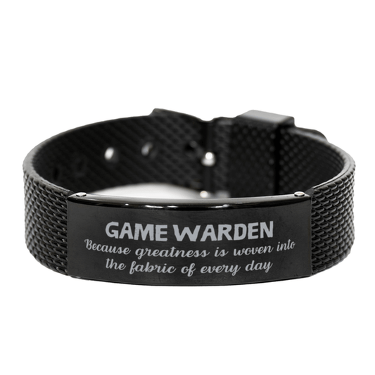 Sarcastic Game Warden Black Shark Mesh Bracelet Gifts, Christmas Holiday Gifts for Game Warden Birthday, Game Warden: Because greatness is woven into the fabric of every day, Coworkers, Friends - Mallard Moon Gift Shop