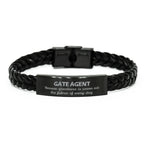 Sarcastic Gate Agent Braided Leather Bracelet Gifts, Christmas Holiday Gifts for Gate Agent Birthday, Gate Agent: Because greatness is woven