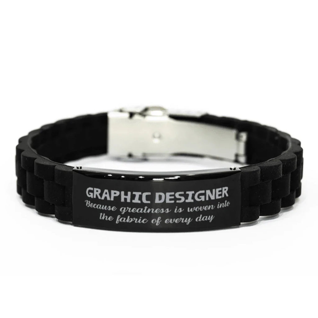 Sarcastic Graphic Designer Black Glidelock Clasp Bracelet Gifts, Christmas Holiday Gifts for Graphic Designer Birthday, Graphic Designer: Because greatness is woven