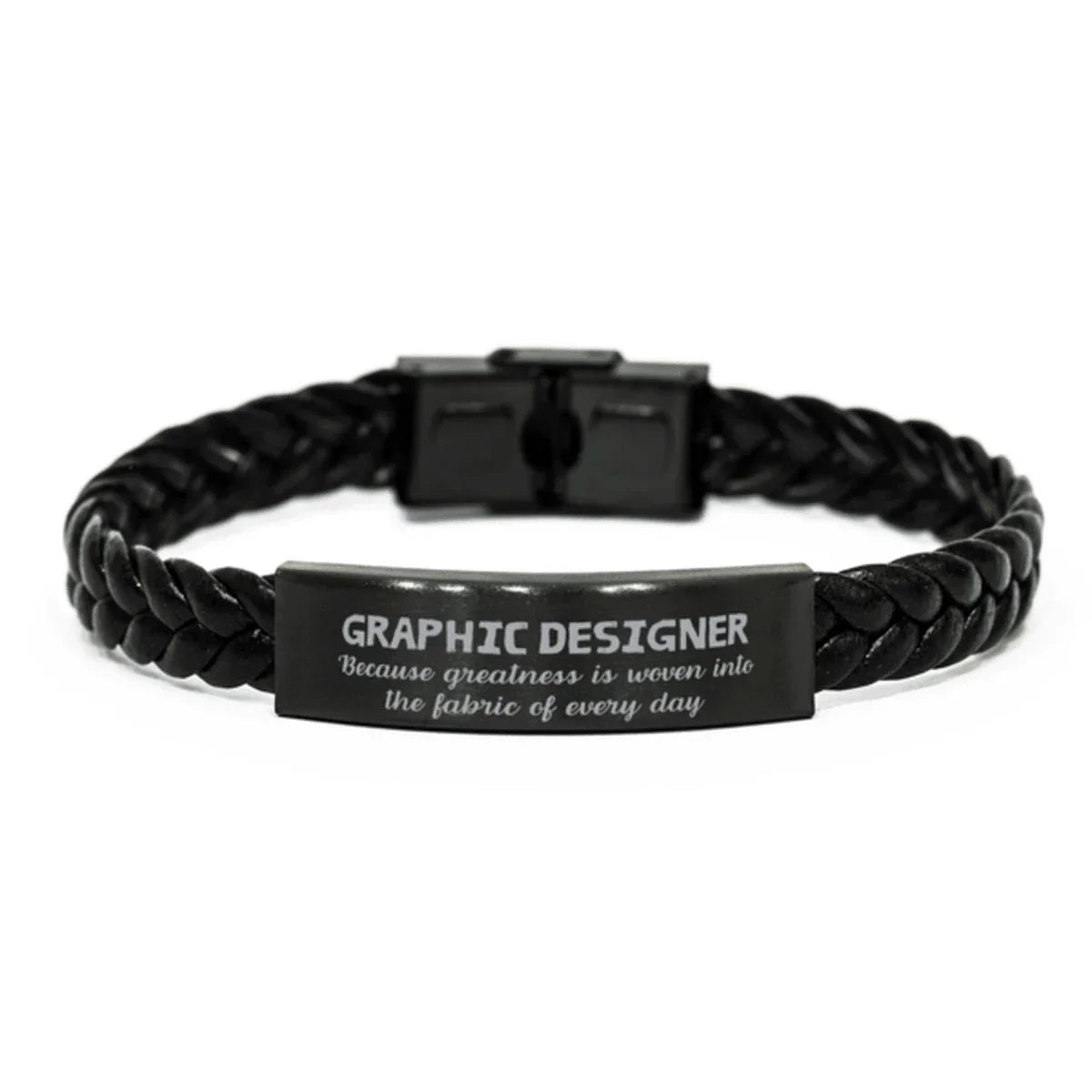 Sarcastic Graphic Designer Braided Leather Bracelet Gifts, Christmas Holiday Gifts for Graphic Designer Birthday, Graphic Designer: Because greatness is woven