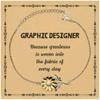 Sarcastic Graphic Designer Sunflower Bracelet Gifts, Christmas Holiday Gifts for Graphic Designer Birthday Message Card, Graphic Designer: Because greatness is woven into the fabric
