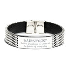 Sarcastic Hairstylist Stainless Steel Bracelet Gifts, Christmas Holiday Gifts for Hairstylist Birthday, Hairstylist: Because greatness is woven