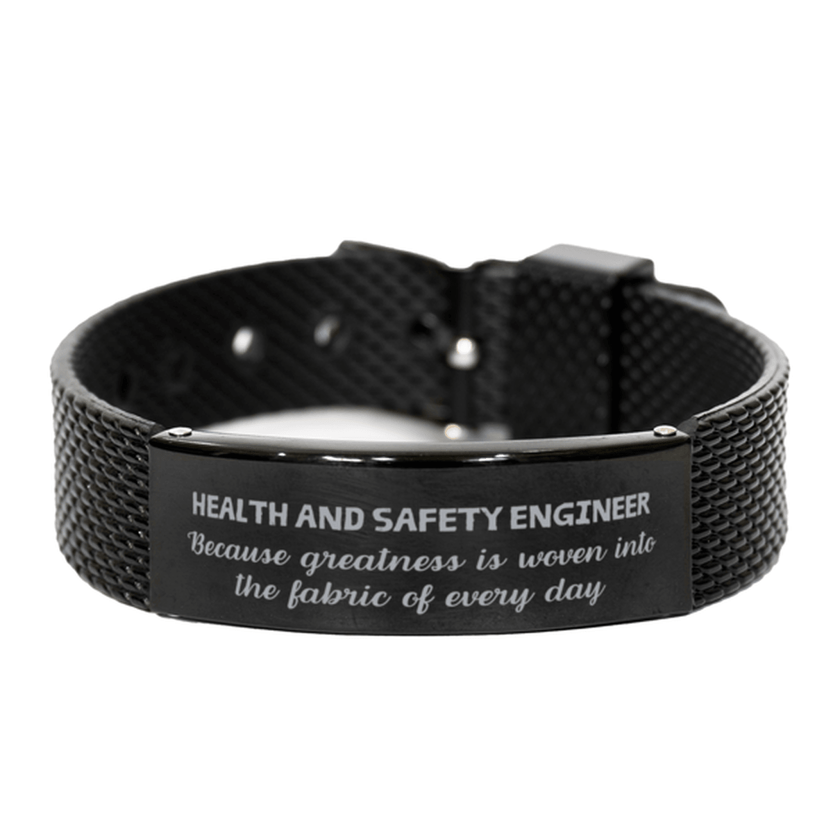 Sarcastic Health and Safety Engineer Black Shark Mesh Bracelet Gifts, Christmas Holiday Gifts for Health and Safety Engineer Birthday, Health and Safety Engineer: Because greatness is woven into the fabric of every day, Coworkers, Friends - Mallard Moon Gift Shop