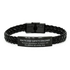 Sarcastic Health and Safety Engineer Braided Leather Bracelet Gifts, Christmas Holiday Gifts for Health and Safety Engineer Birthday, Health and Safety Engineer: Because greatness is woven
