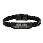 Sarcastic Housekeeper Braided Leather Bracelet Gifts, Christmas Holiday Gifts for Housekeeper Birthday, Housekeeper: Because greatness is woven