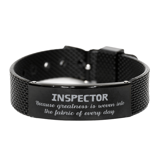 Sarcastic Inspector Black Shark Mesh Bracelet Gifts, Christmas Holiday Gifts for Inspector Birthday, Inspector: Because greatness is woven into the fabric of every day, Coworkers, Friends - Mallard Moon Gift Shop