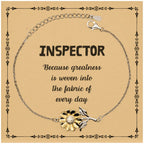 Sarcastic Inspector Sunflower Bracelet Gifts, Christmas Holiday Gifts for Inspector Birthday Message Card, Inspector: Because greatness is woven into the fabric
