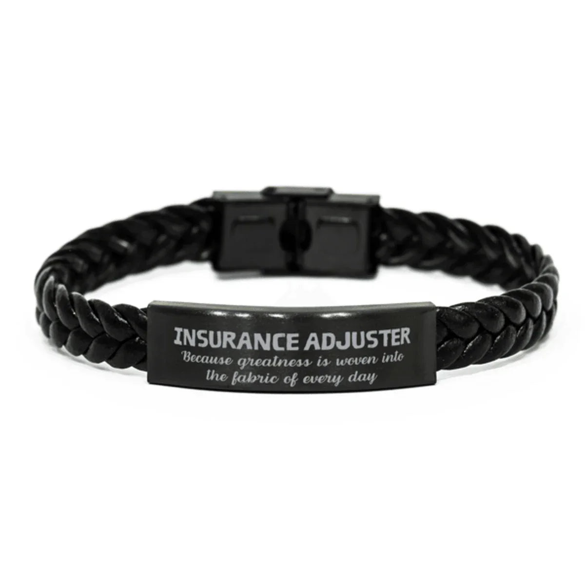 Sarcastic Insurance Adjuster Braided Leather Bracelet Gifts, Christmas Holiday Gifts for Insurance Adjuster Birthday, Insurance Adjuster: Because greatness is woven