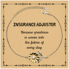 Sarcastic Insurance Adjuster Sunflower Bracelet Gifts, Christmas Holiday Gifts for Insurance Adjuster Birthday Message Card, Insurance Adjuster: Because greatness is woven into the fabric