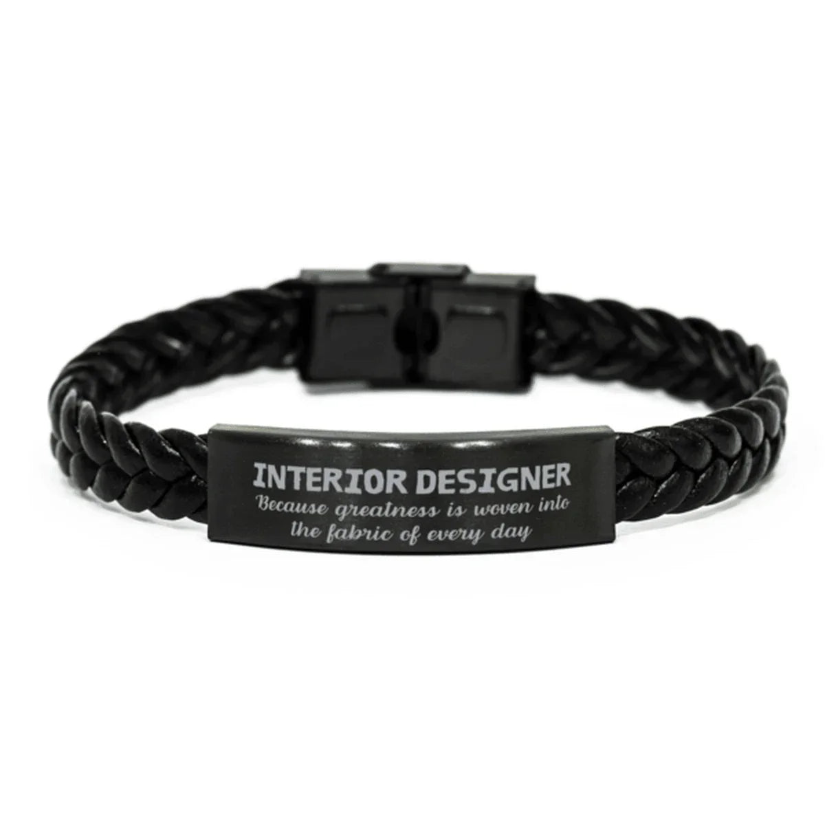 Sarcastic Interior Designer Braided Leather Bracelet Gifts, Christmas Holiday Gifts for Interior Designer Birthday, Interior Designer: Because greatness is woven