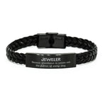 Sarcastic Jeweler Braided Leather Bracelet Gifts, Christmas Holiday Gifts for Jeweler Birthday, Jeweler: Because greatness is woven