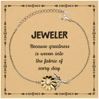 Sarcastic Jeweler Sunflower Bracelet Gifts, Christmas Holiday Gifts for Jeweler Birthday Message Card, Jeweler: Because greatness is woven into the fabric