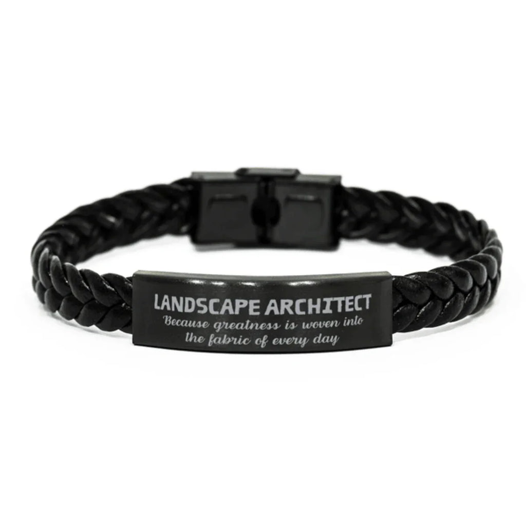 Sarcastic Landscape Architect Braided Leather Bracelet Gifts, Christmas Holiday Gifts for Landscape Architect Birthday, Landscape Architect: Because greatness is woven